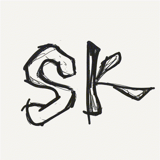 different versions of handwritten SK displayed in sequence